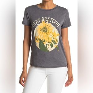 LUCKY BRAND sunflower “stay grateful” graphic short sleeve tshirt XL